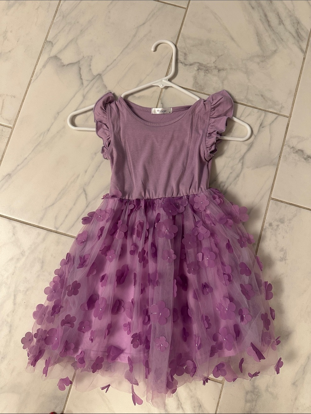 Girls' Lavender Floral Tulle Dress size 90 (daughter was 3t)
